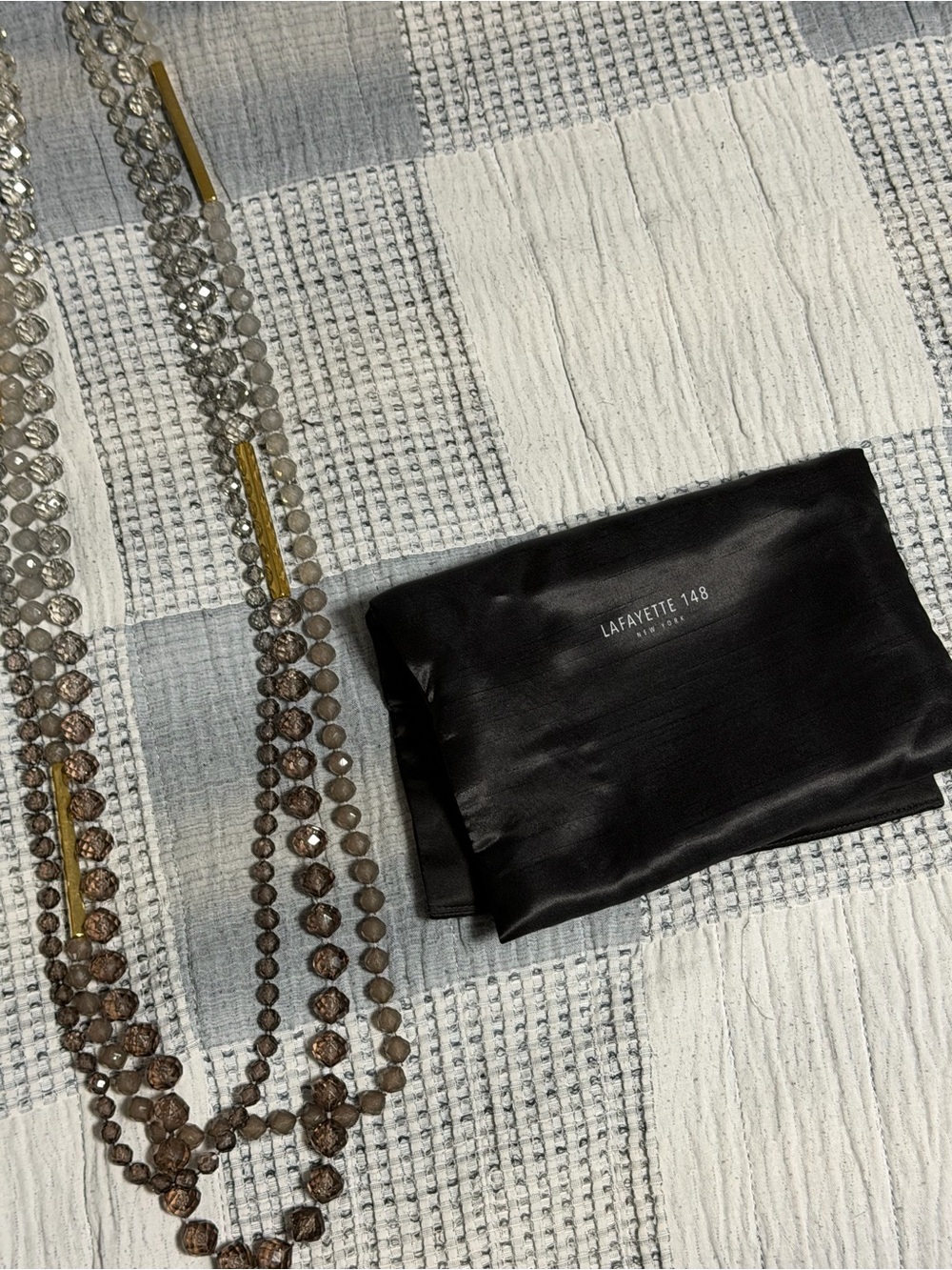 Lafayette 148 Multi-Strand Gray and Brown Beaded Necklace with Gold Accents - Picture 5 of 5